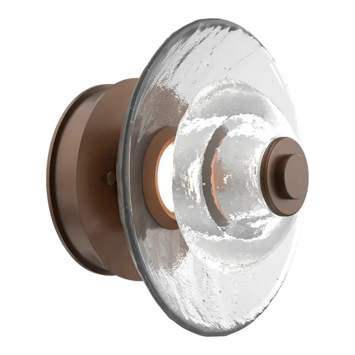 Cirrus Single Sconce &amp; Flush Mount by Hammerton Studio in Burnished Bronze with Clear Granite glass (Small)