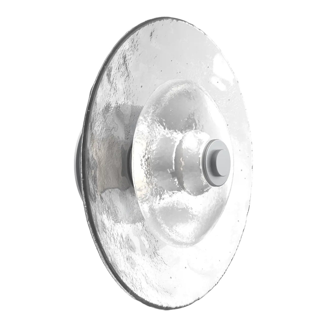 Cirrus Single Sconce &amp; Flush Mount by Hammerton Studio in Classic Silver with Clear Granite glass (Large)