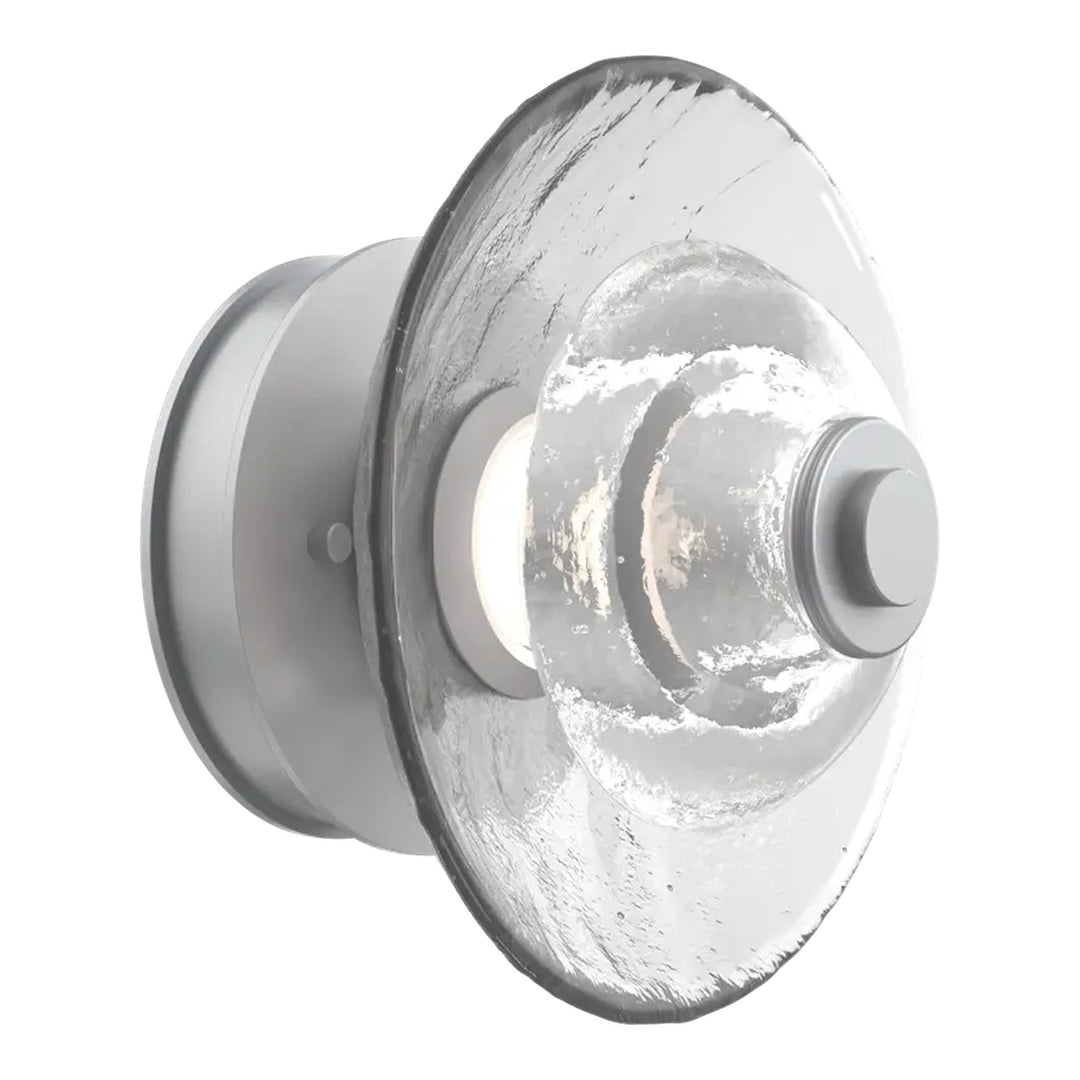 Cirrus Single Sconce &amp; Flush Mount by Hammerton Studio in Classic Silver with Clear Granite glass (Small)