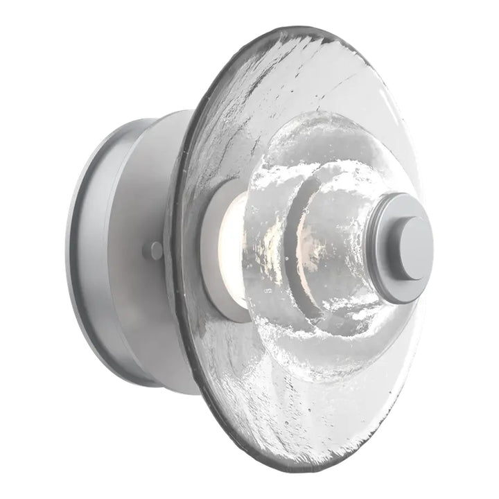Cirrus Single Sconce &amp; Flush Mount by Hammerton Studio in Classic Silver with Clear Granite glass (Small)