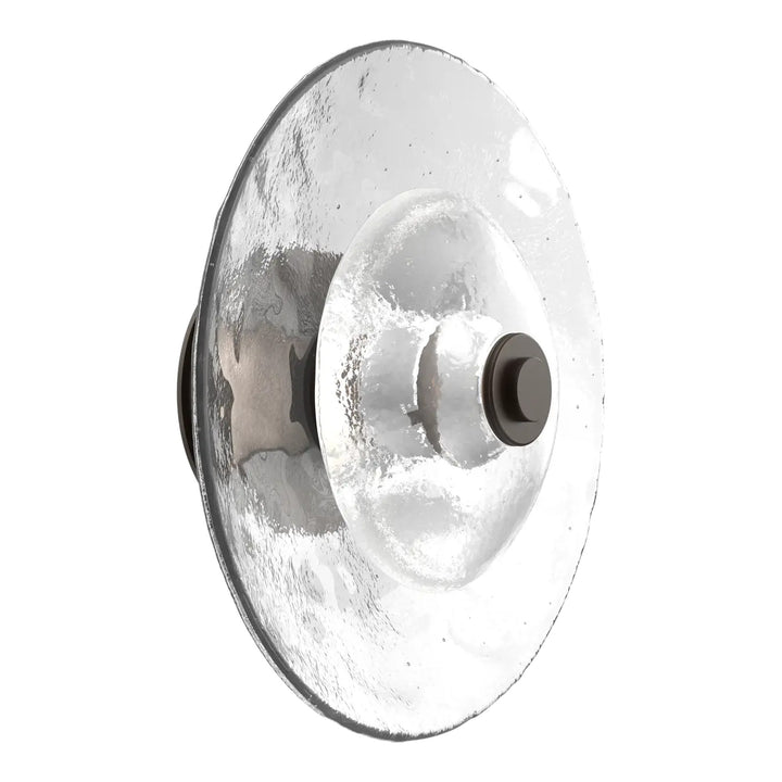 Cirrus Single Sconce &amp; Flush Mount by Hammerton Studio in Flat Bronze with Clear Granite glass (Large)