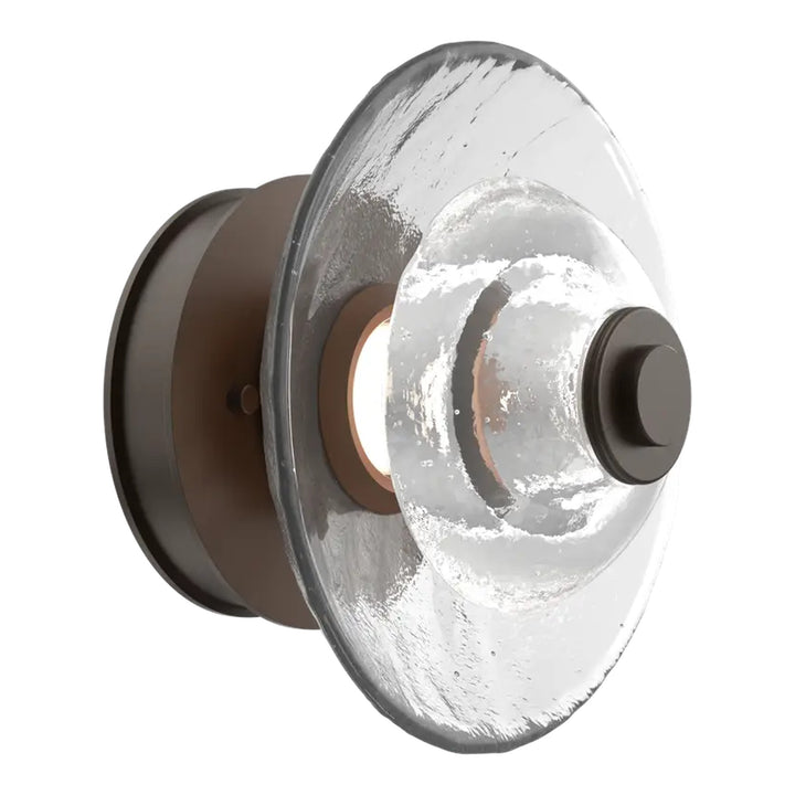 Cirrus Single Sconce &amp; Flush Mount by Hammerton Studio in Flat Bronze with Clear Granite glass (Small)