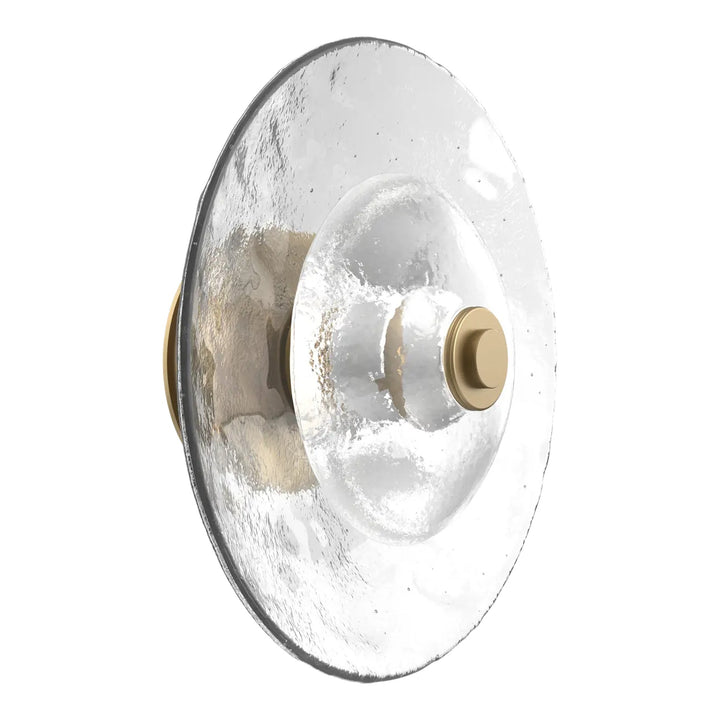Cirrus Single Sconce &amp; Flush Mount by Hammerton Studio in Gilded Brass with Clear Granite glass (Large)