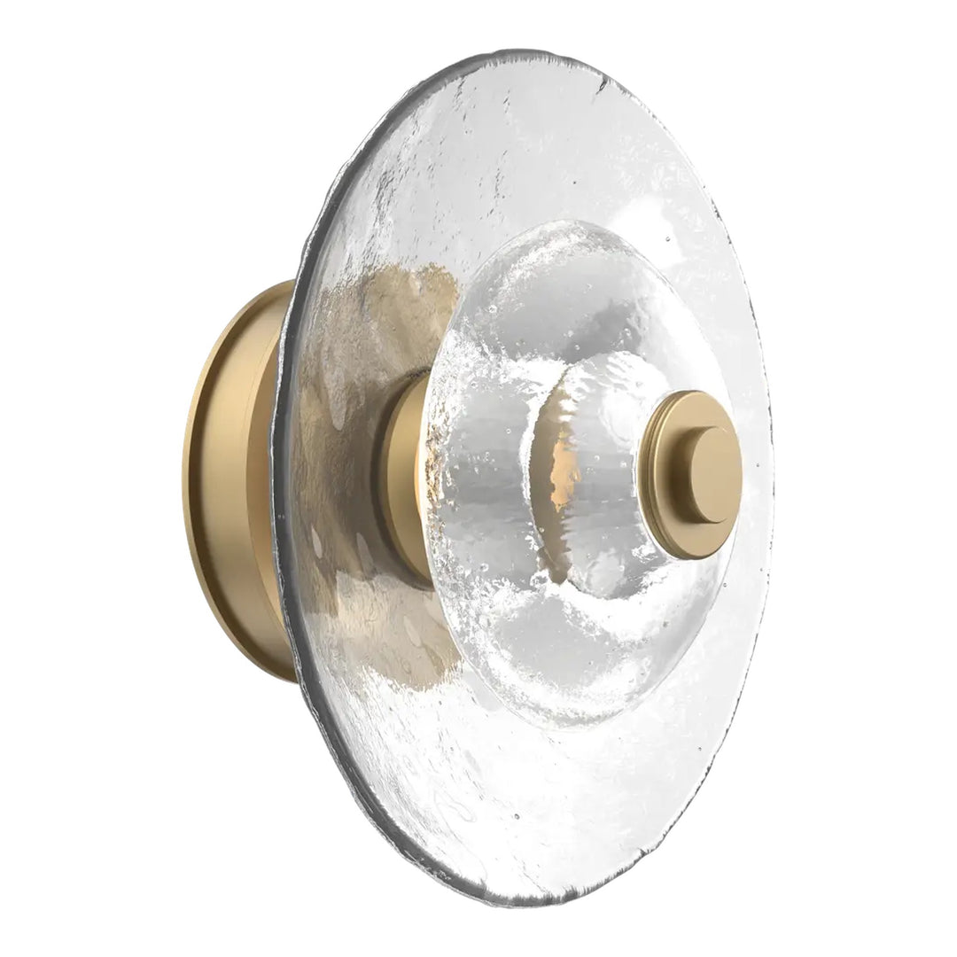 Cirrus Single Sconce &amp; Flush Mount by Hammerton Studio in Gilded Brass with Clear Granite glass (Medium)