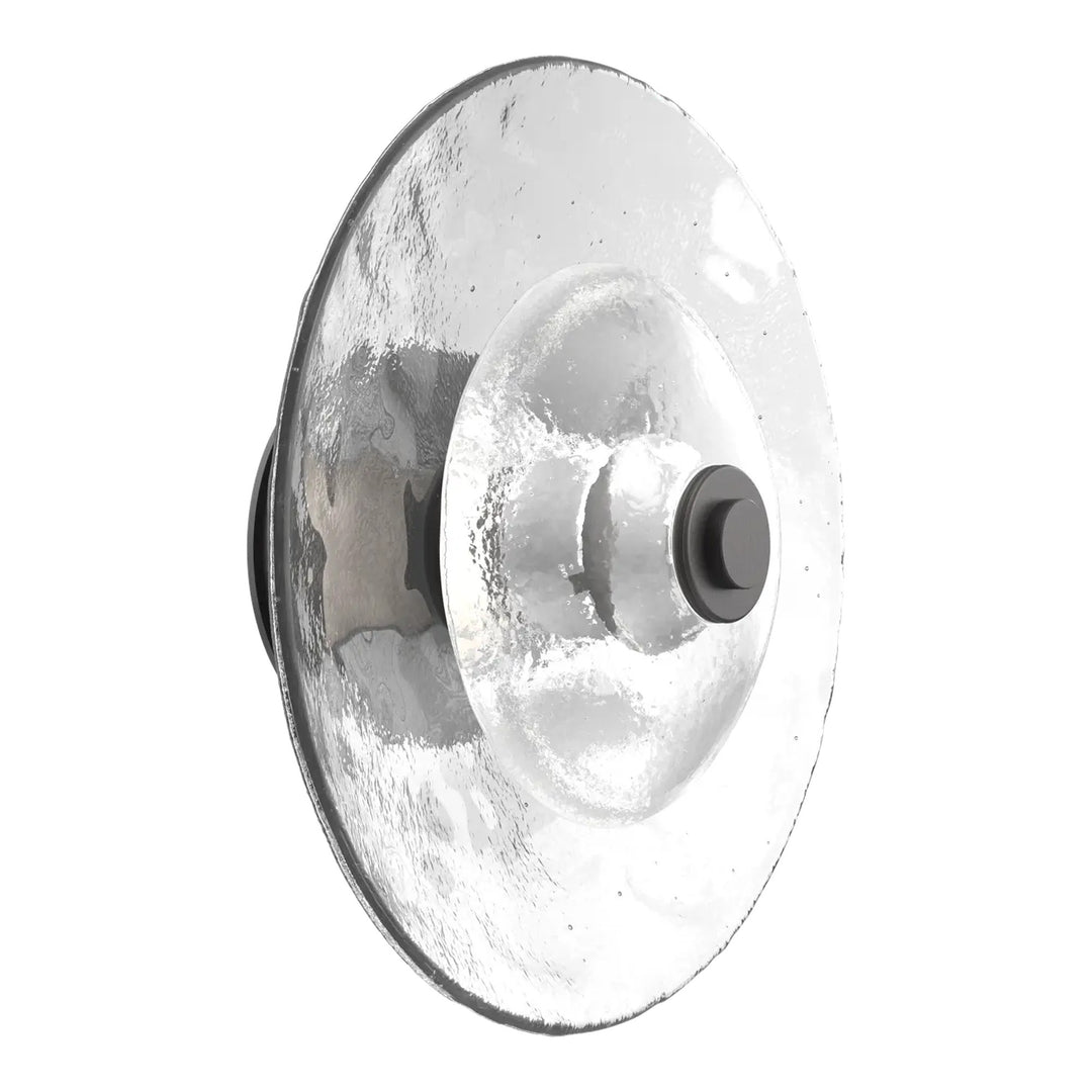 Cirrus Single Sconce &amp; Flush Mount by Hammerton Studio in Graphite with Clear Granite glass (Large)