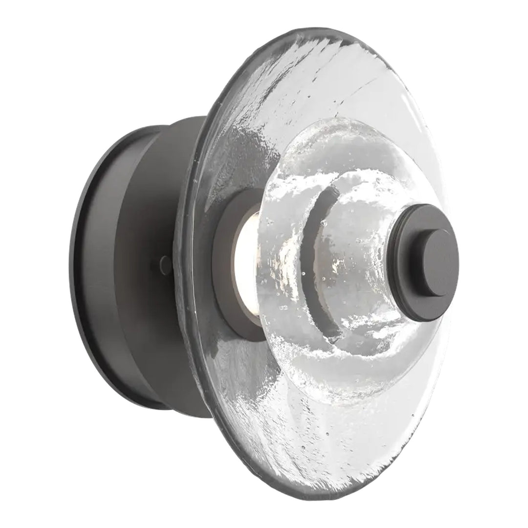 Cirrus Single Sconce &amp; Flush Mount by Hammerton Studio in Graphite with Clear Granite glass (Small)