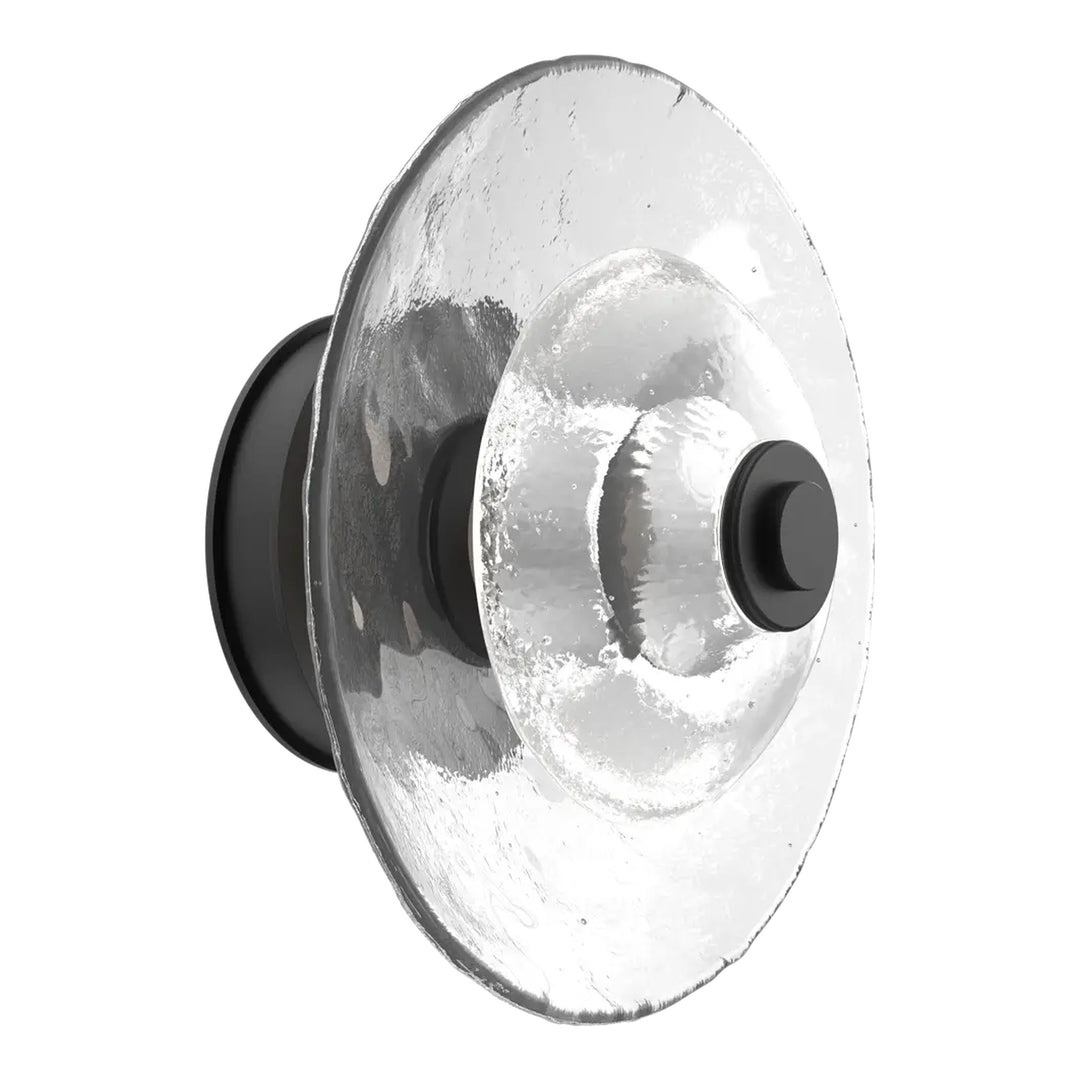 Cirrus Single Sconce & Flush Mount by Hammerton Studio in Matte Black with Clear Granite glass (Medium)