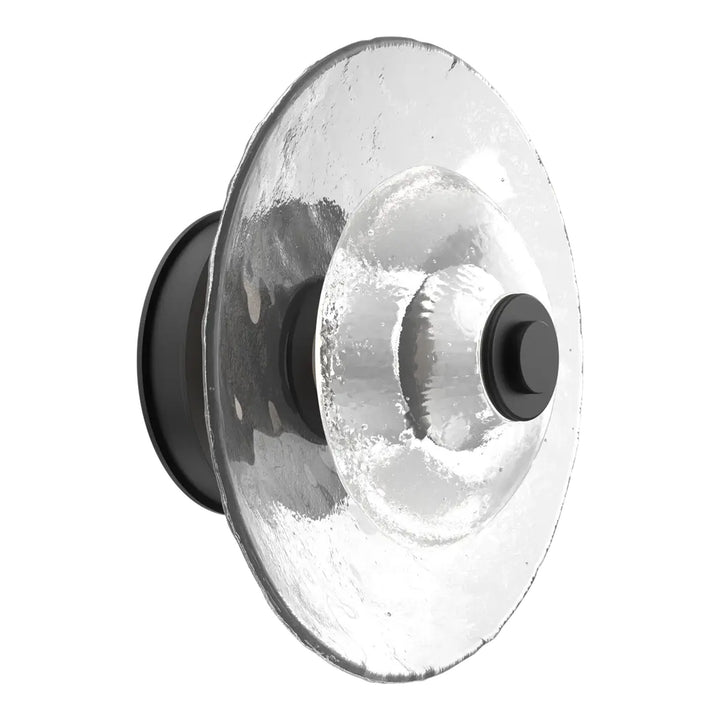 Cirrus Single Sconce &amp; Flush Mount by Hammerton Studio in Matte Black with Clear Granite glass (Medium)
