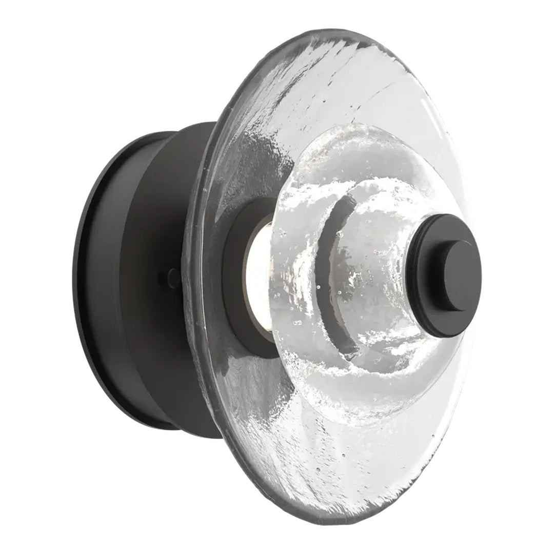 Cirrus Single Sconce &amp; Flush Mount by Hammerton Studio in Matte Black with Clear Granite glass (Small)