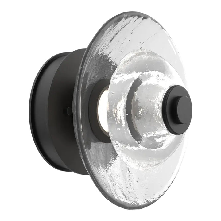 Cirrus Single Sconce &amp; Flush Mount by Hammerton Studio in Matte Black with Clear Granite glass (Small)