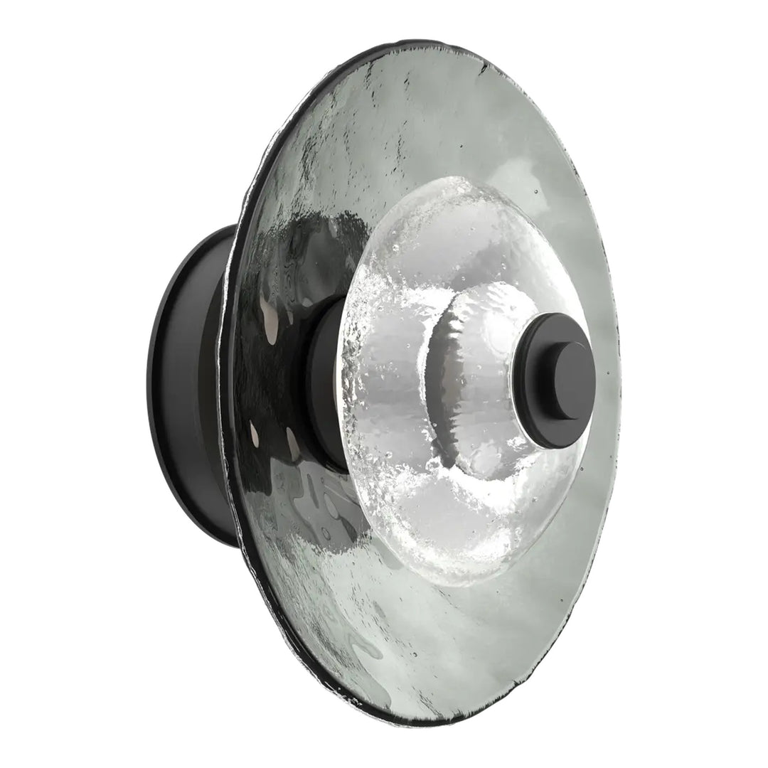 Cirrus Single Sconce &amp; Flush Mount by Hammerton Studio in Matte Black with Smoke Granite glass