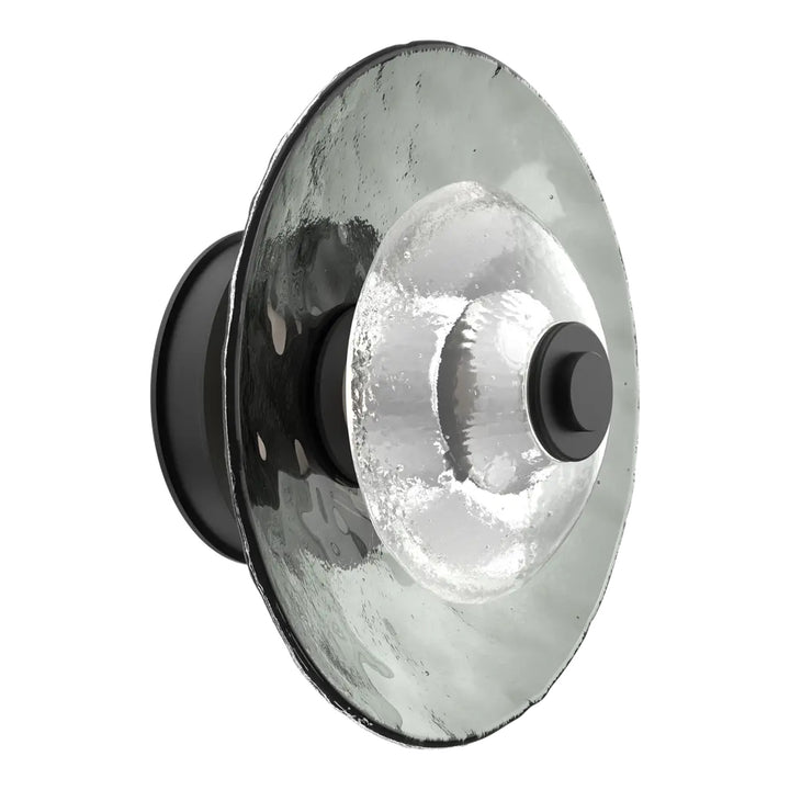 Cirrus Single Sconce &amp; Flush Mount by Hammerton Studio in Matte Black with Smoke Granite glass