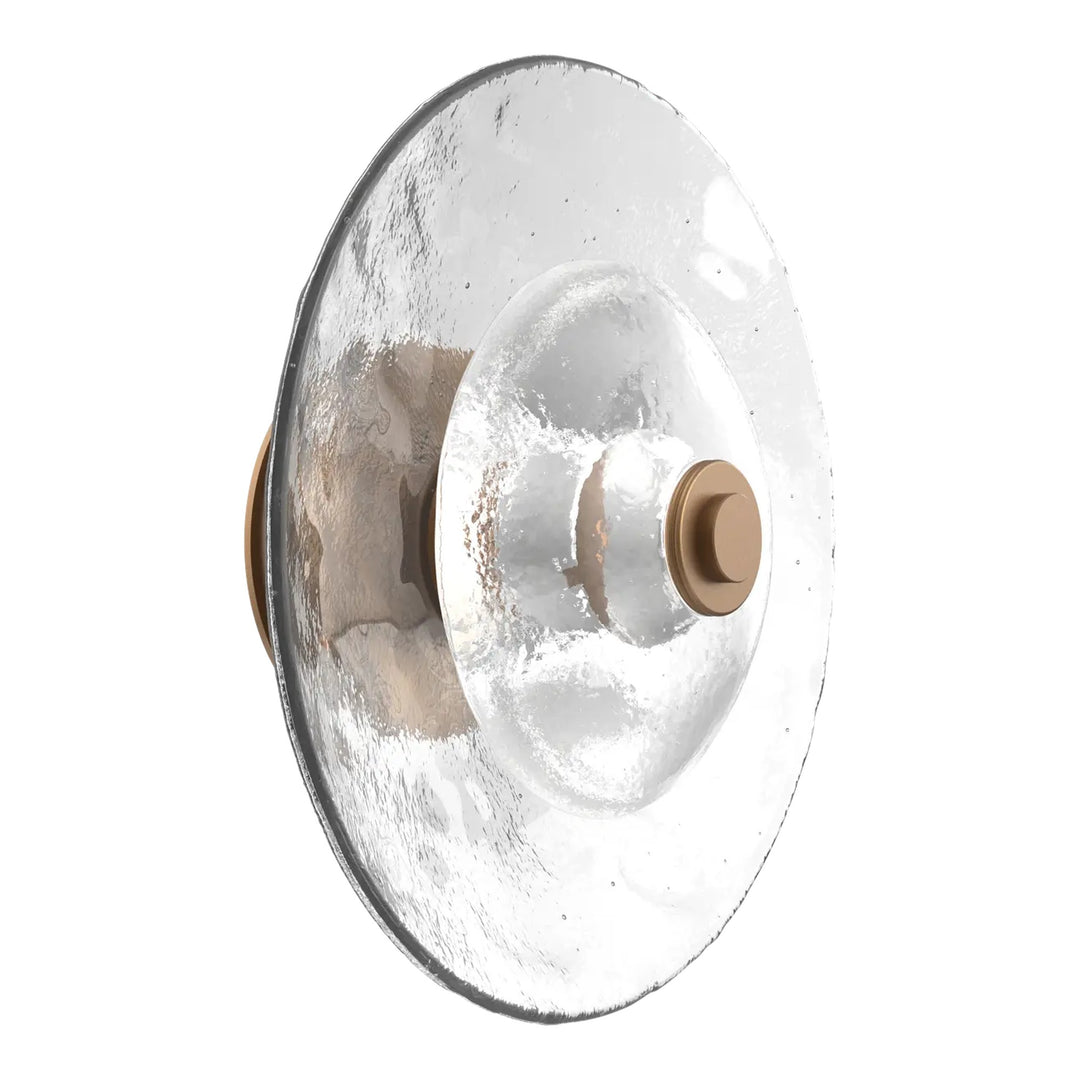 Cirrus Single Sconce &amp; Flush Mount by Hammerton Studio in Novel Brass with Clear Granite glass (Large)