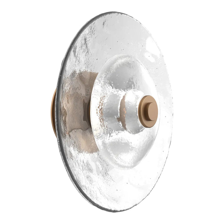 Cirrus Single Sconce &amp; Flush Mount by Hammerton Studio in Novel Brass with Clear Granite glass (Large)