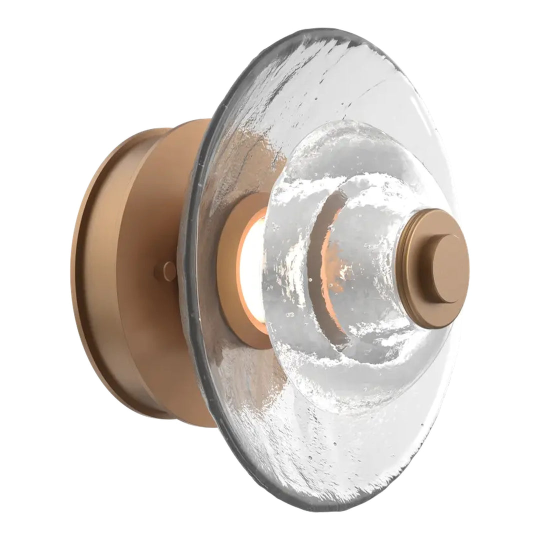 Cirrus Single Sconce &amp; Flush Mount by Hammerton Studio in Novel Brass with Clear Granite glass (Small)