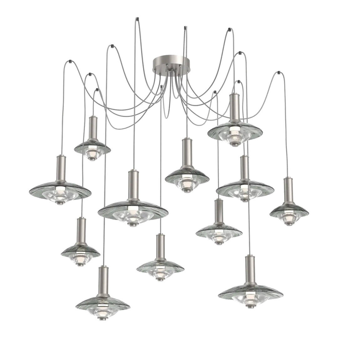 Cirrus Swag Chandelier by Hammerton Studio in Beige Silver with Smoke Granite glass (12 Lights)