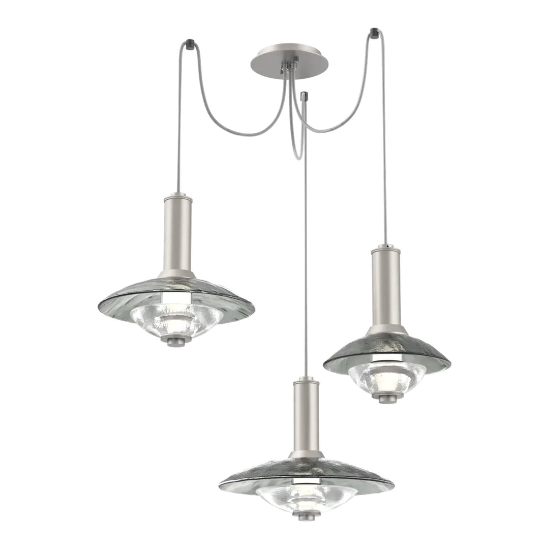 Cirrus Swag Chandelier by Hammerton Studio in Beige Silver with Smoke Granite glass (3 Lights)