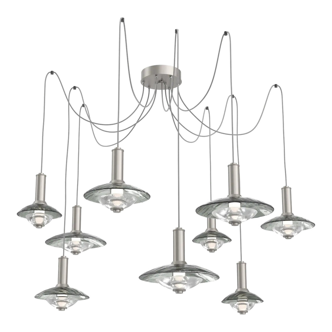 Cirrus Swag Chandelier by Hammerton Studio in Beige Silver with Smoke Granite glass (9 Lights)