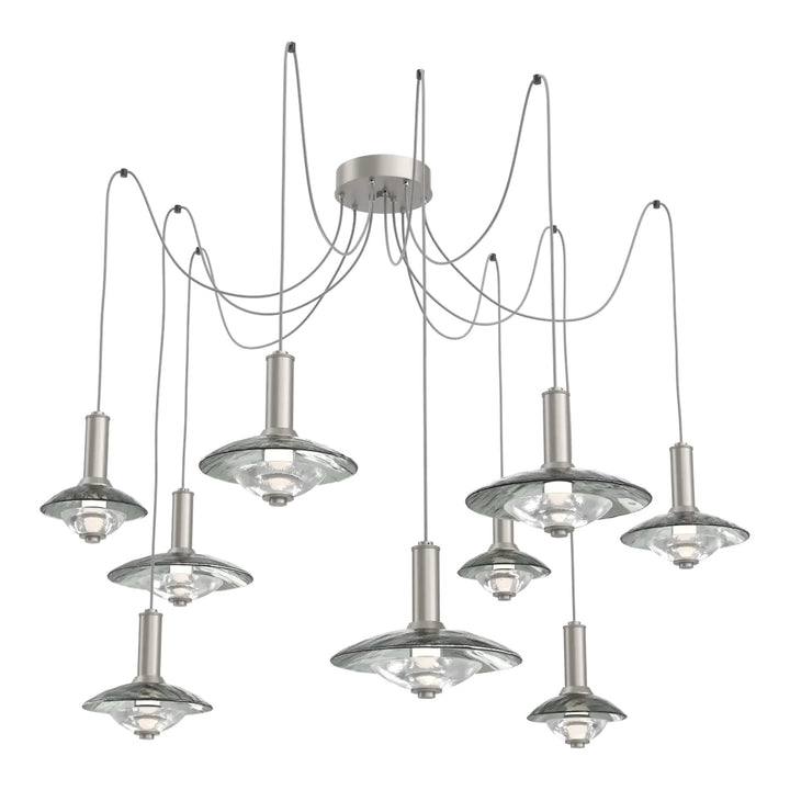 Cirrus Swag Chandelier by Hammerton Studio in Beige Silver with Smoke Granite glass (9 Lights)