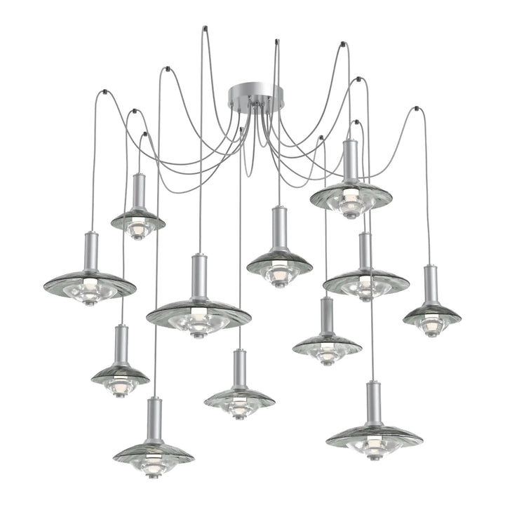 Cirrus Swag Chandelier by Hammerton Studio in Classic Silver with Smoke Granite glass (12 Lights)