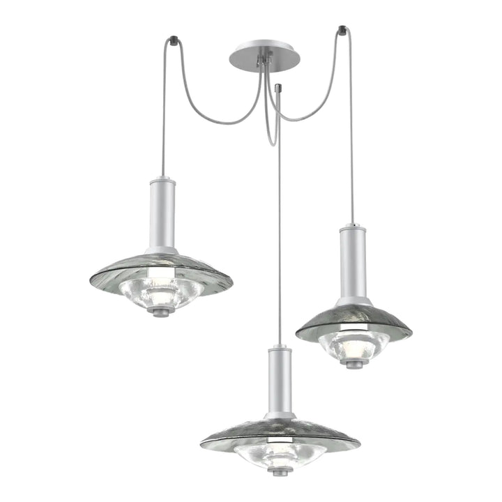 Cirrus Swag Chandelier by Hammerton Studio in Classic Silver with Smoke Granite glass (3 Lights)