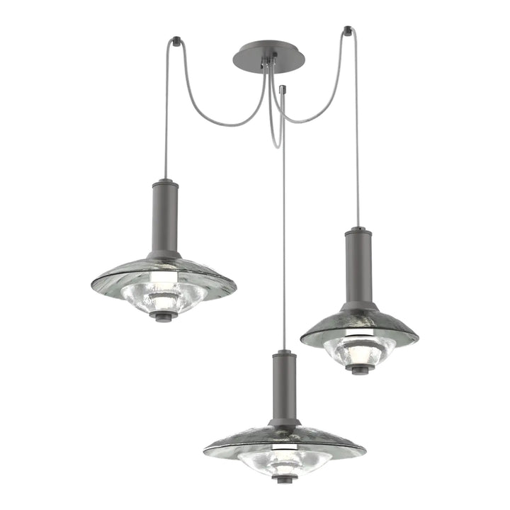 Cirrus Swag Chandelier by Hammerton Studio in Graphite with Smoke Granite glass (3 Lights)
