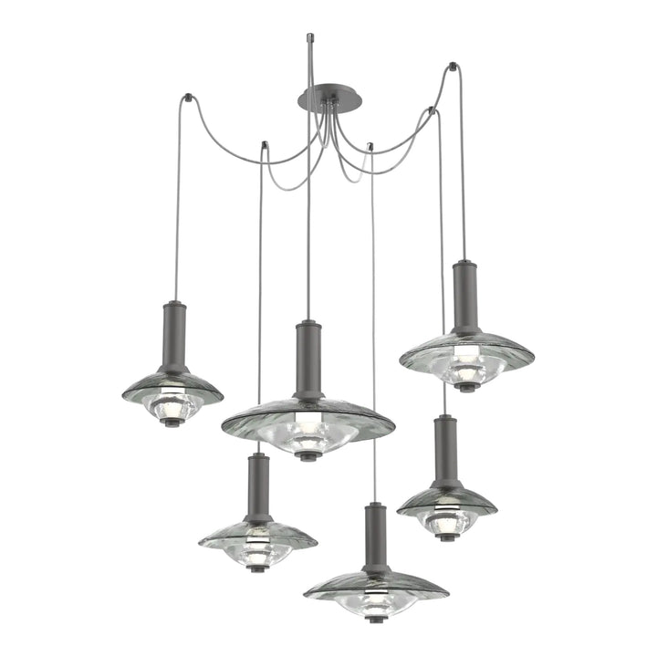 Cirrus Swag Chandelier by Hammerton Studio in Graphite with Smoke Granite glass (6 Lights)