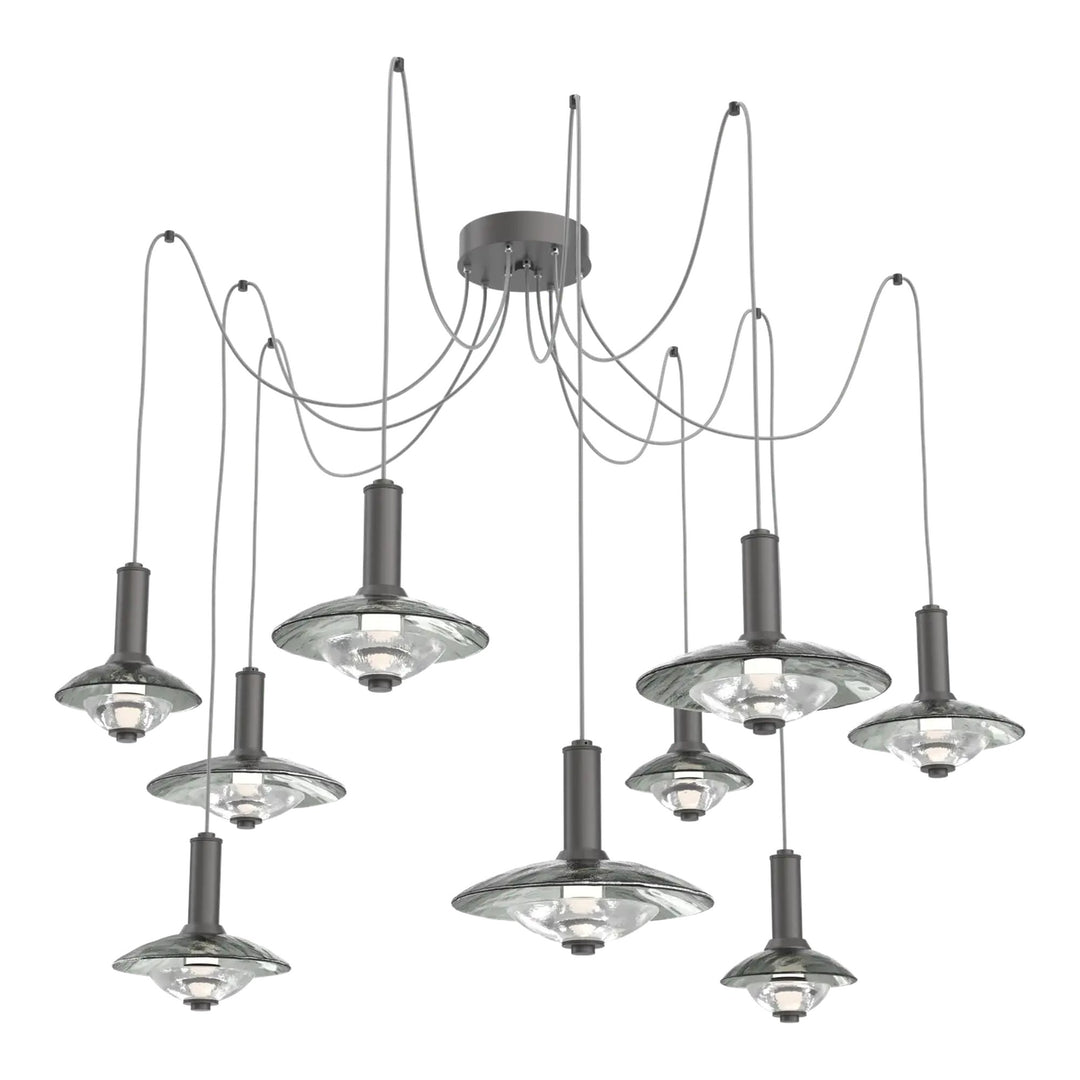 Cirrus Swag Chandelier by Hammerton Studio in Graphite with Smoke Granite glass (9 Lights)