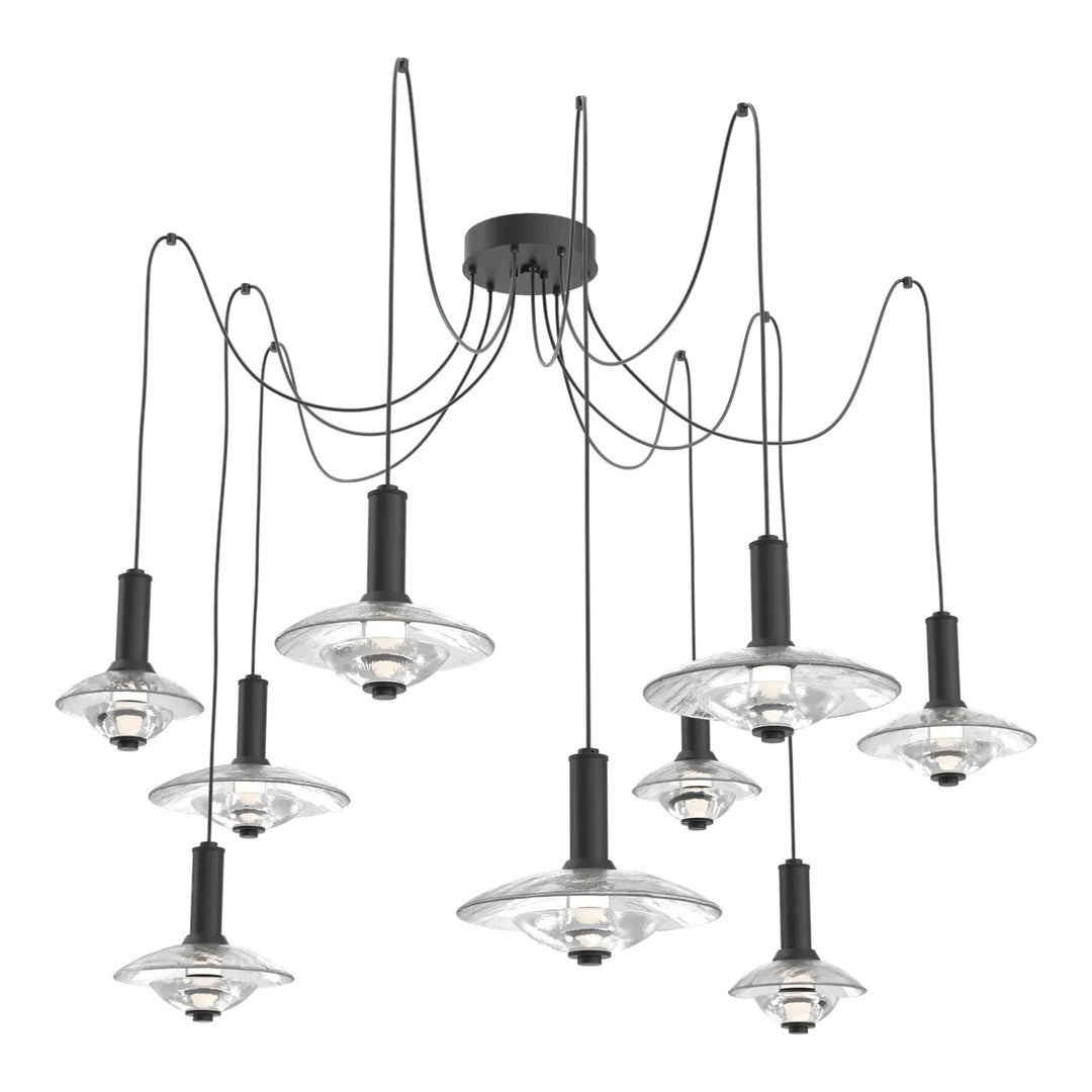 Cirrus Swag Chandelier by Hammerton Studio in Matte Black with Clear Granite glass