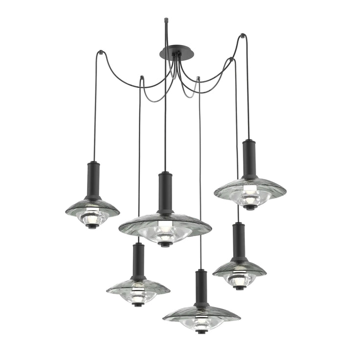 Cirrus Swag Chandelier by Hammerton Studio in Matte Black with Smoke Granite glass (6 Lights)