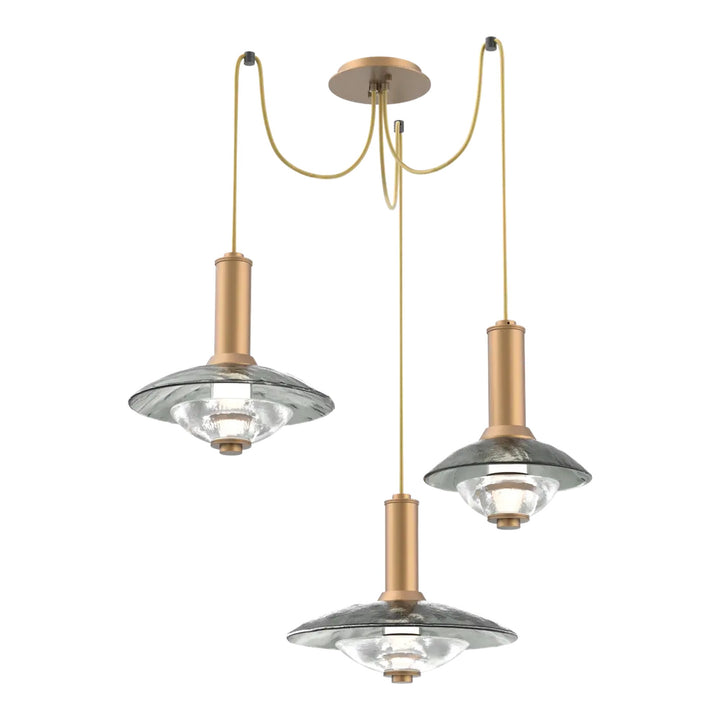 Cirrus Swag Chandelier by Hammerton Studio in Novel Brass with Smoke Granite glass (3 Lights)