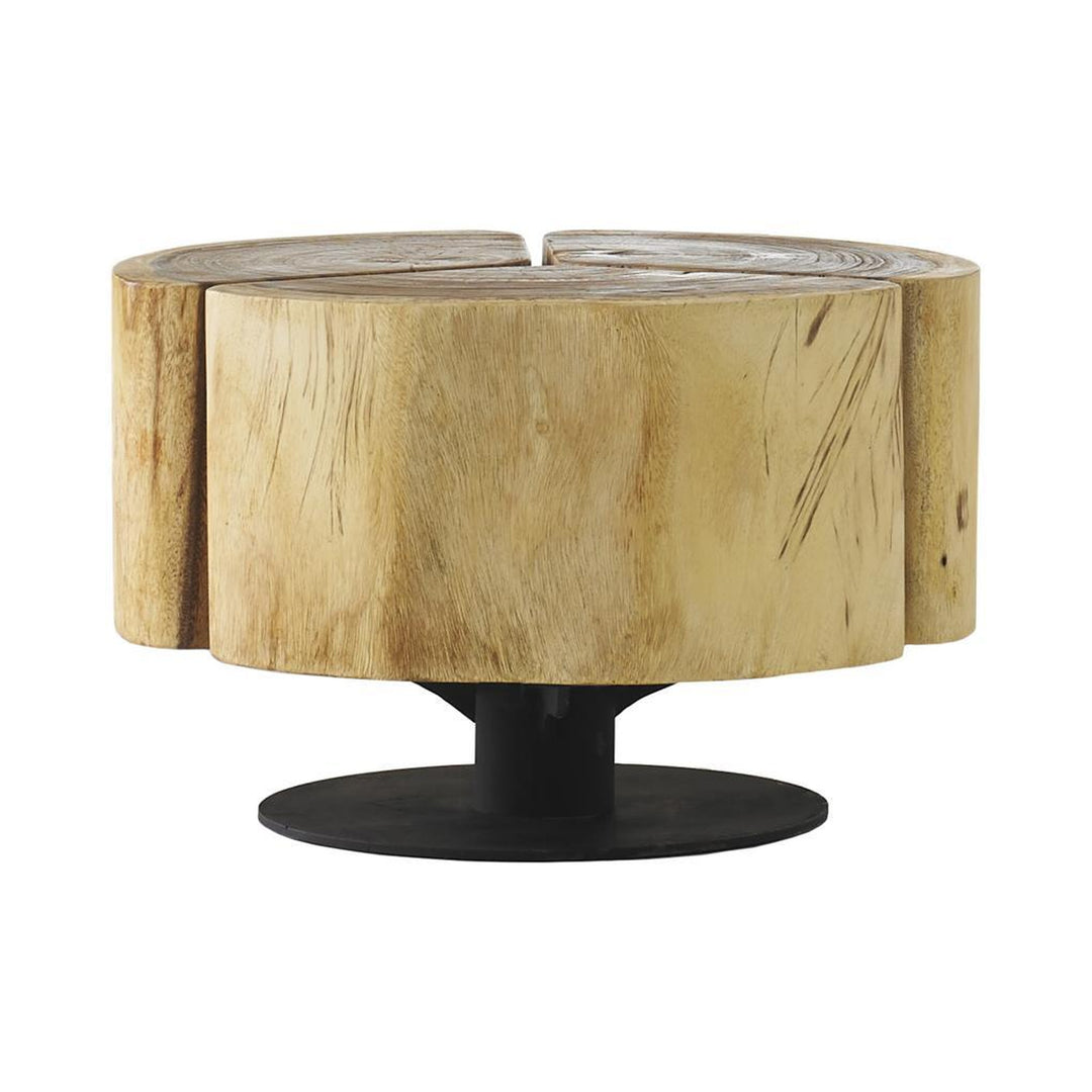 Clover Coffee Table, Chamcha Wood, Natural Finish, Metal Base by Phillips Collection — centered product view