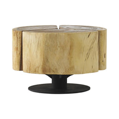 Clover Coffee Table, Chamcha Wood, Natural Finish, Metal Base by Phillips Collection — centered product view