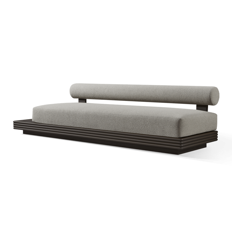 Collins Aluminum 3 Seat Armless Sofa + Table Left