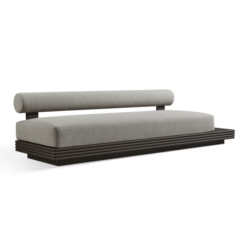 Collins Aluminum 3 Seat Armless Sofa + Table Right