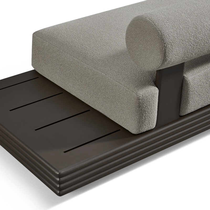 Collins Aluminum 3 Seat Armless Sofa + Table Right