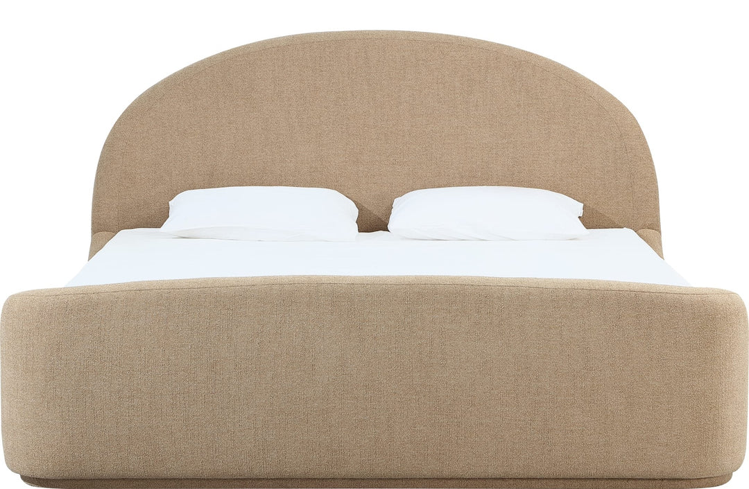 Colton Upholstered Bed in Sourdough — white background, front view