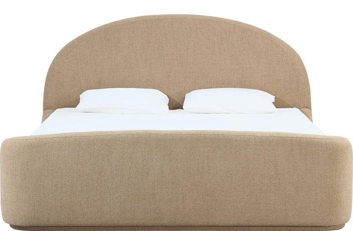 Colton Upholstered Bed in Sourdough — white background, front view