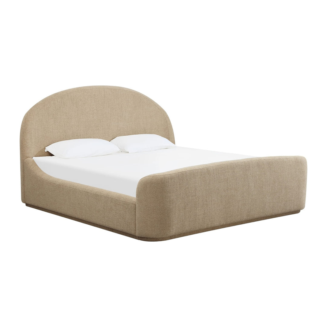 Colton Upholstered Bed by Modus in Sourdough — white background, angled view