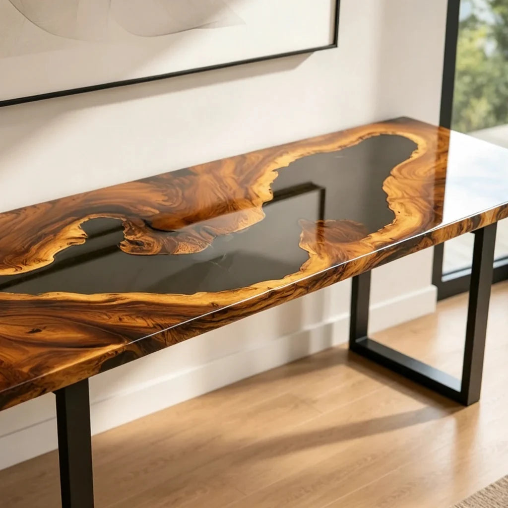 Smoked Walnut Resin Console Table by Thomas Dawn