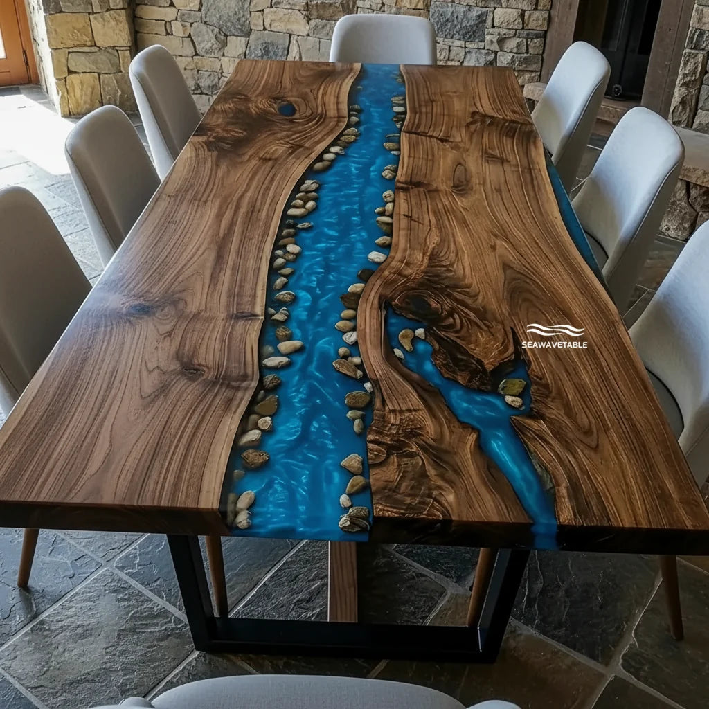 Alpine Black Walnut River Dining Table by Thomas Dawn