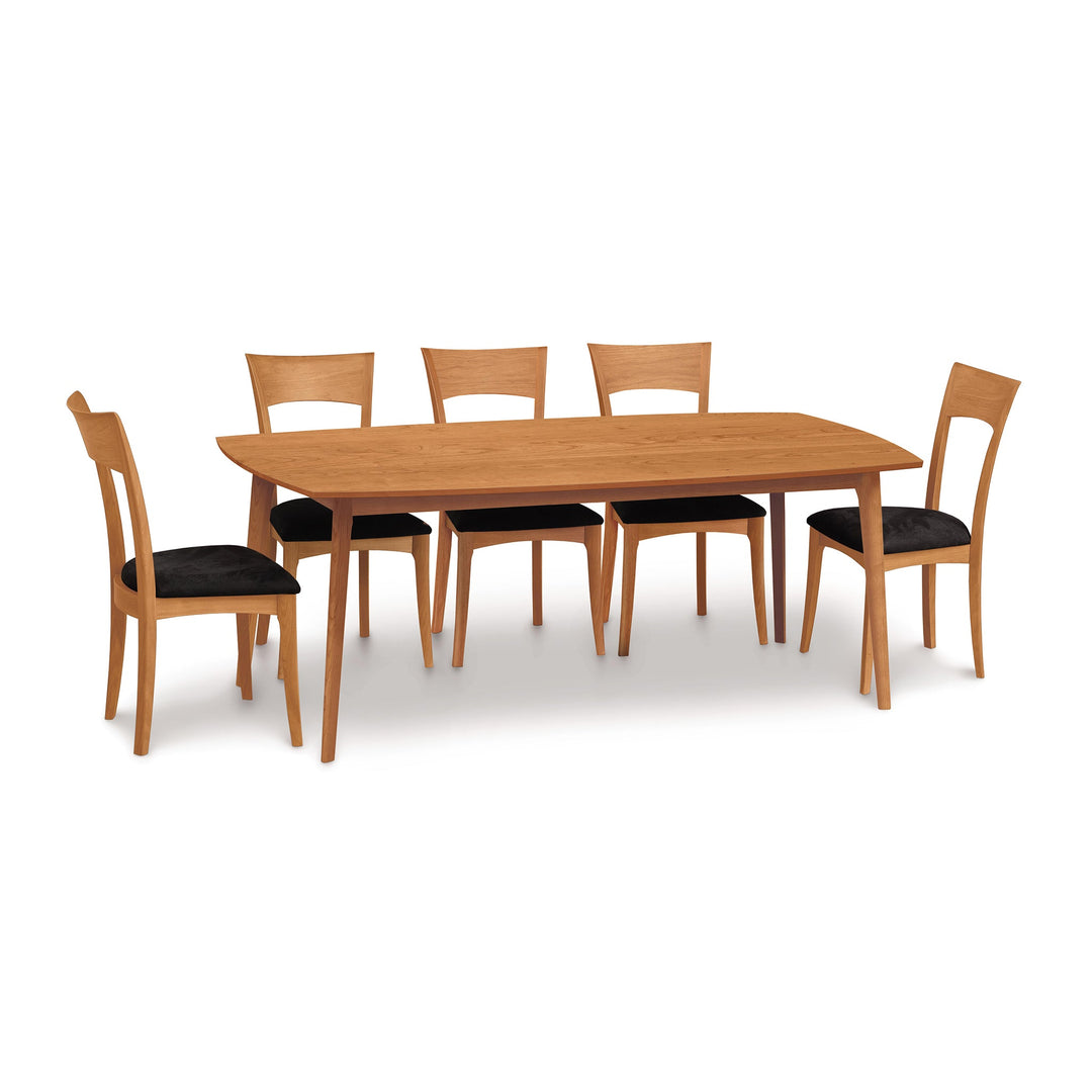 Catalina Solid-Top Table in the 78-inch size with dining chairs