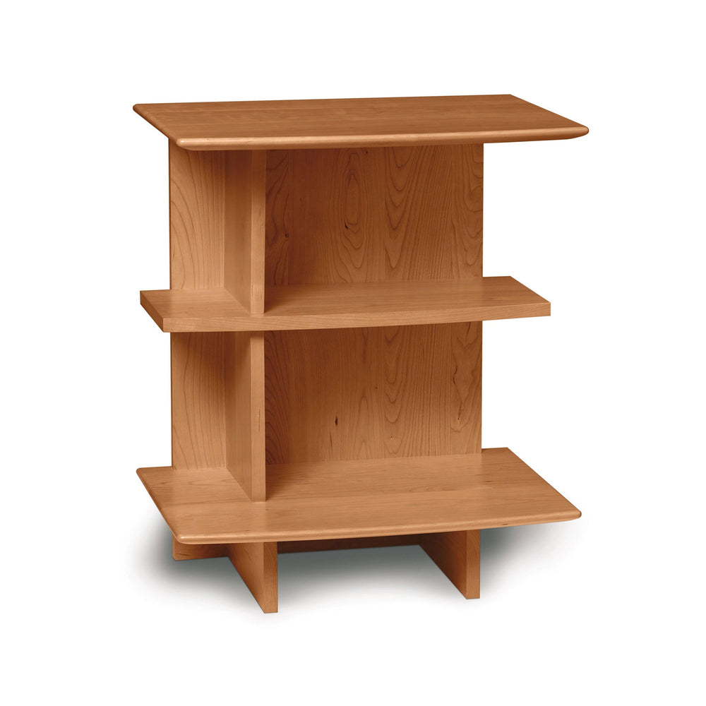 Pair of Copeland Sarah Open Shelf Storage Bed Nightstands showcasing open shelving and sleek design, crafted in solid wood.