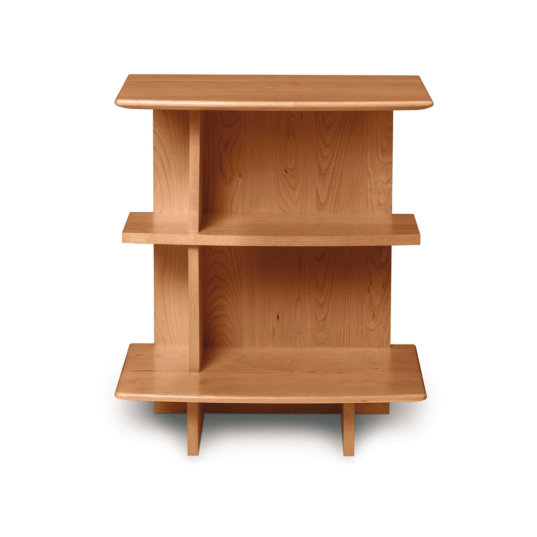 Pair of Copeland Furniture Sarah Open Shelf Storage Bed Nightstands, American made, featuring open shelves and elegant wood craftsmanship.