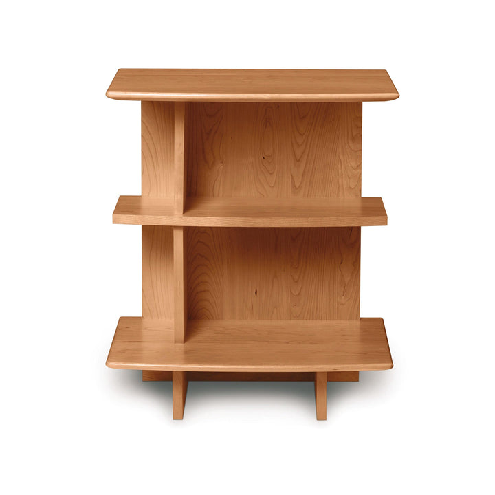 Pair of Copeland Furniture Sarah Open Shelf Storage Bed Nightstands, American made, featuring open shelves and elegant wood craftsmanship.