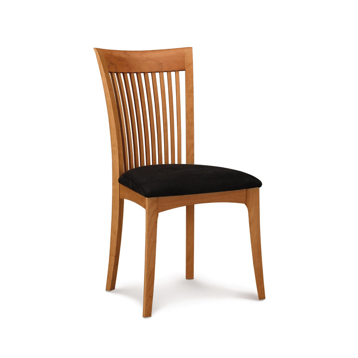 Copeland Sarah Shaker side chair in Natural Cherry with Onyx microsuede seat