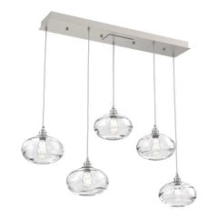 Coppa Linear Pendant Chandelier by Hammerton Studio in Beige Silver with Clear glass (5 Lights)