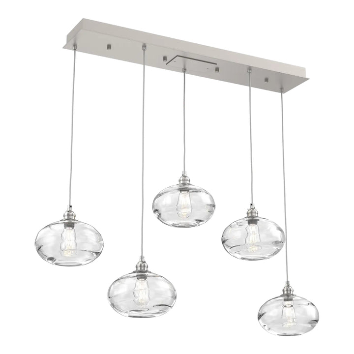 Coppa Linear Pendant Chandelier by Hammerton Studio in Beige Silver with Clear glass (5 Lights)
