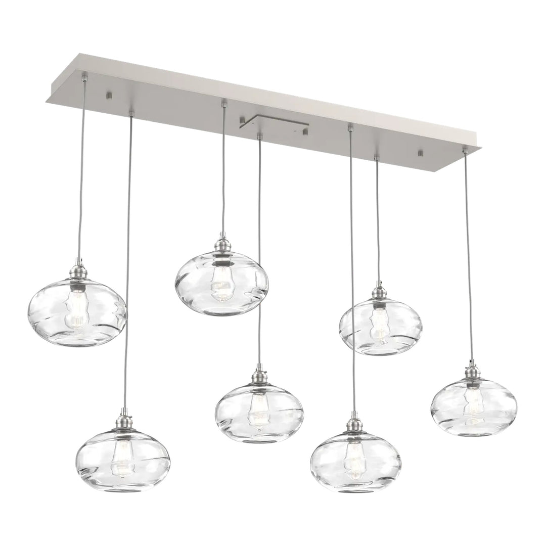 Coppa Linear Pendant Chandelier by Hammerton Studio in Beige Silver with Clear glass (7 Lights)