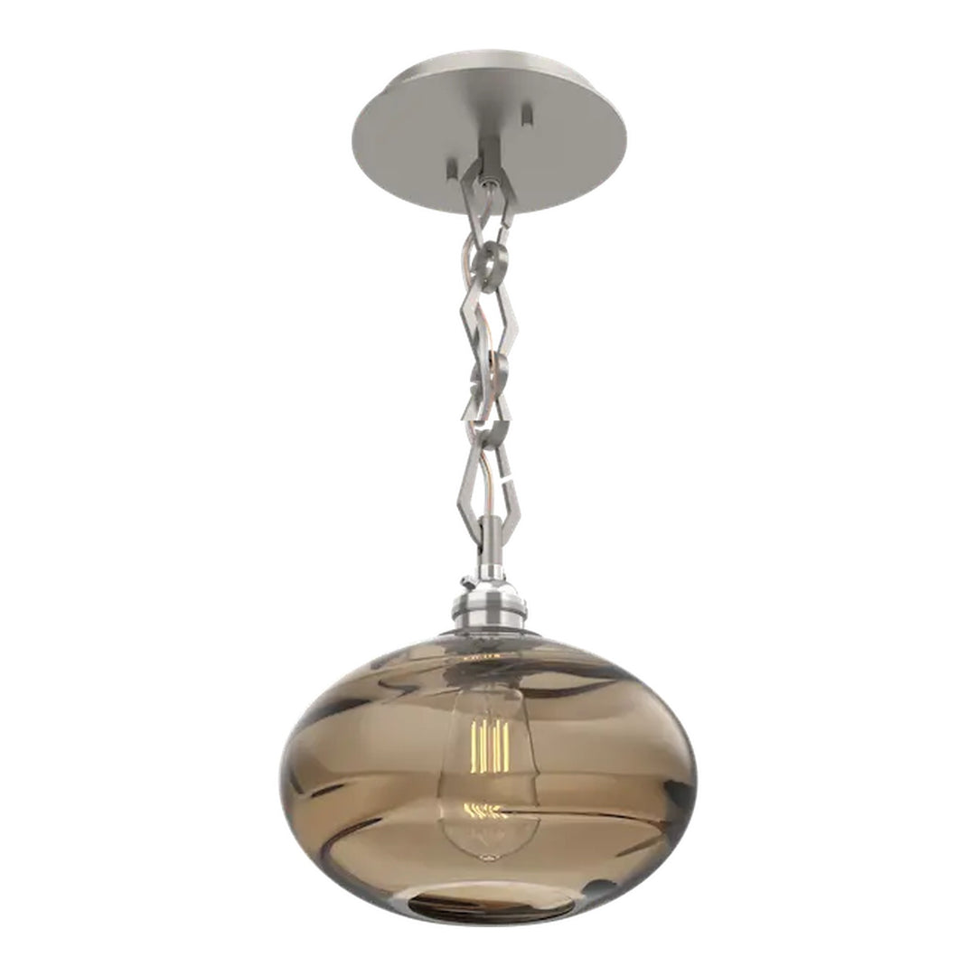 Coppa Pendant by Hammerton Studio in Beige Silver with Bronze glass on Diamond Chain